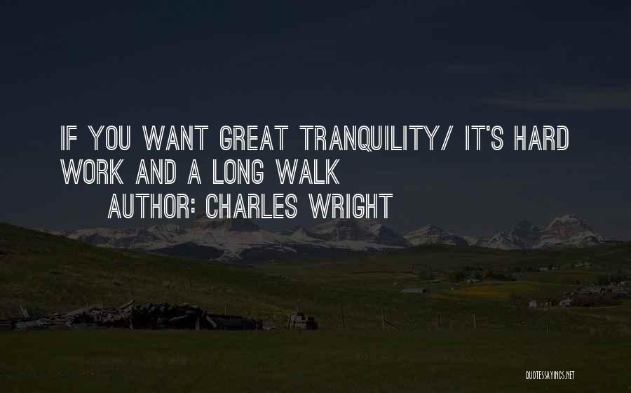 Charles Wright Quotes: If You Want Great Tranquility/ It's Hard Work And A Long Walk