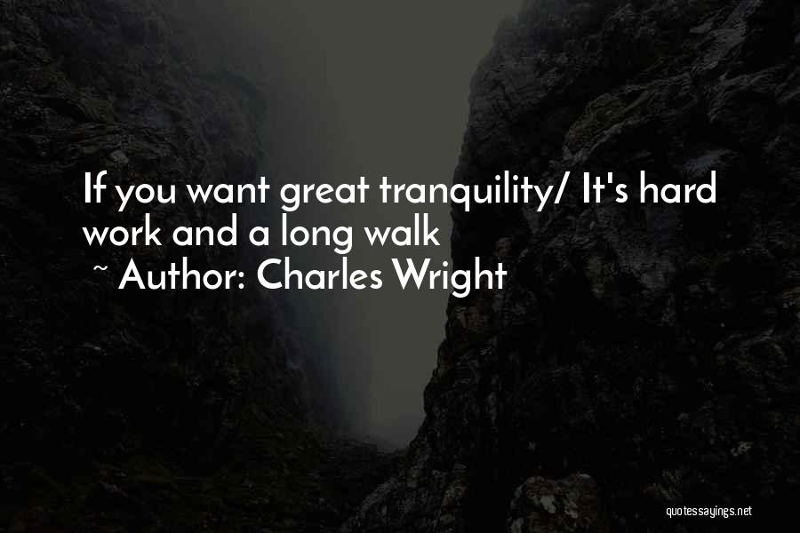 Charles Wright Quotes: If You Want Great Tranquility/ It's Hard Work And A Long Walk