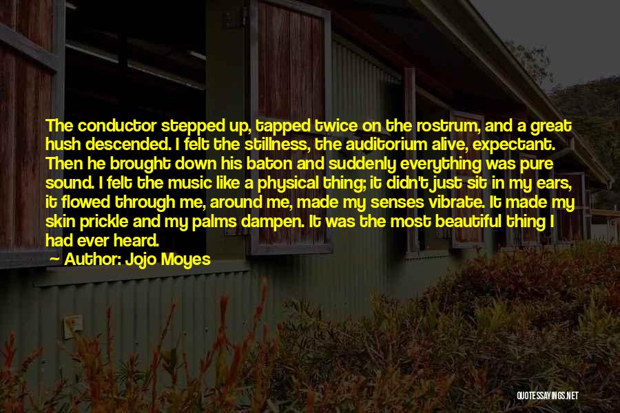 Jojo Moyes Quotes: The Conductor Stepped Up, Tapped Twice On The Rostrum, And A Great Hush Descended. I Felt The Stillness, The Auditorium