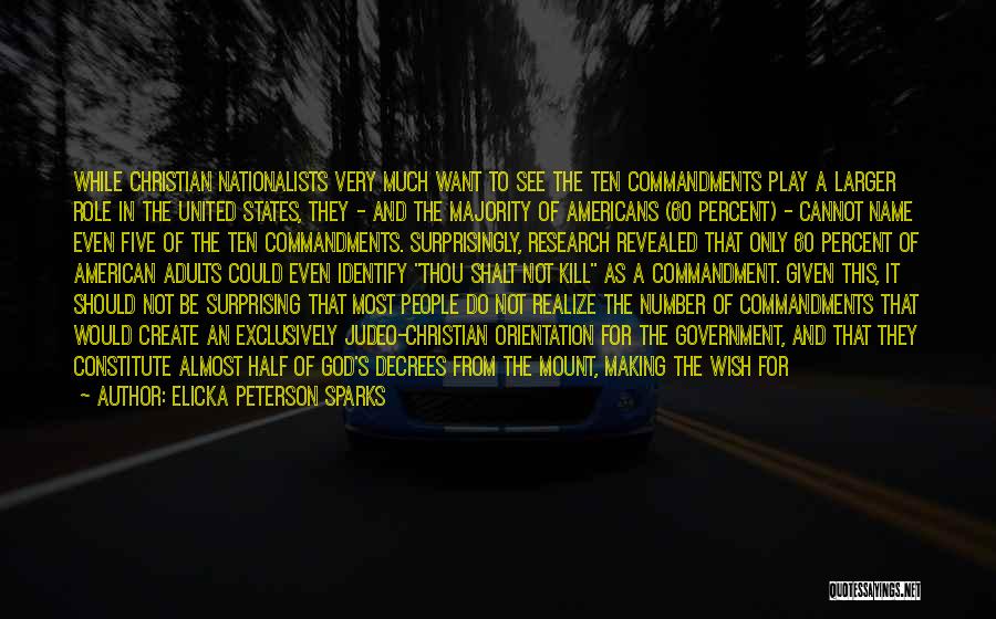 Elicka Peterson Sparks Quotes: While Christian Nationalists Very Much Want To See The Ten Commandments Play A Larger Role In The United States, They