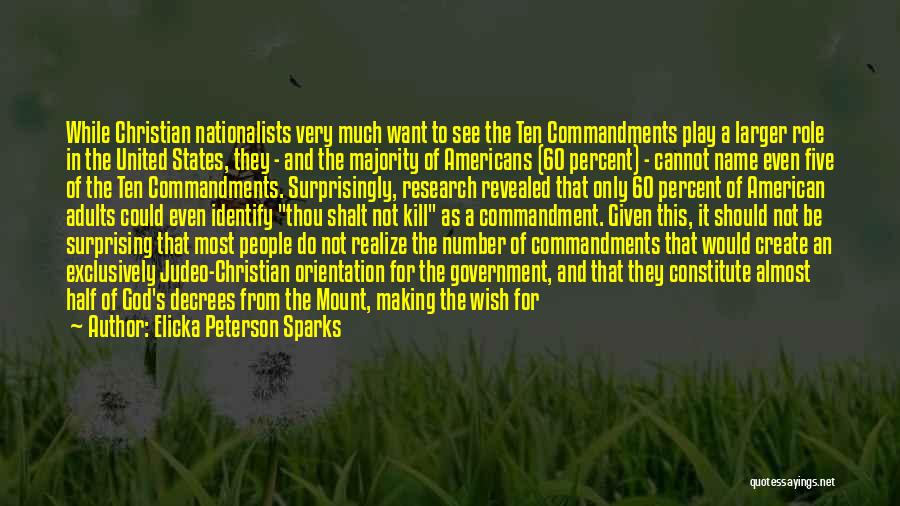 Elicka Peterson Sparks Quotes: While Christian Nationalists Very Much Want To See The Ten Commandments Play A Larger Role In The United States, They