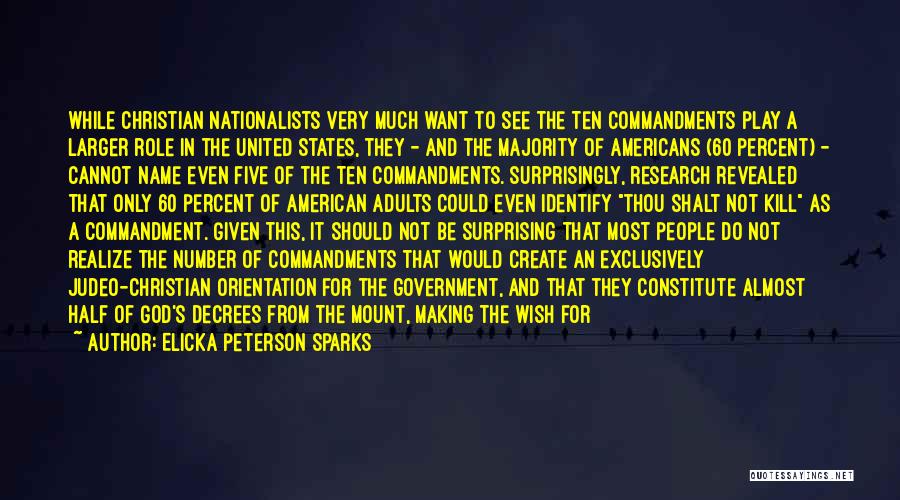 Elicka Peterson Sparks Quotes: While Christian Nationalists Very Much Want To See The Ten Commandments Play A Larger Role In The United States, They