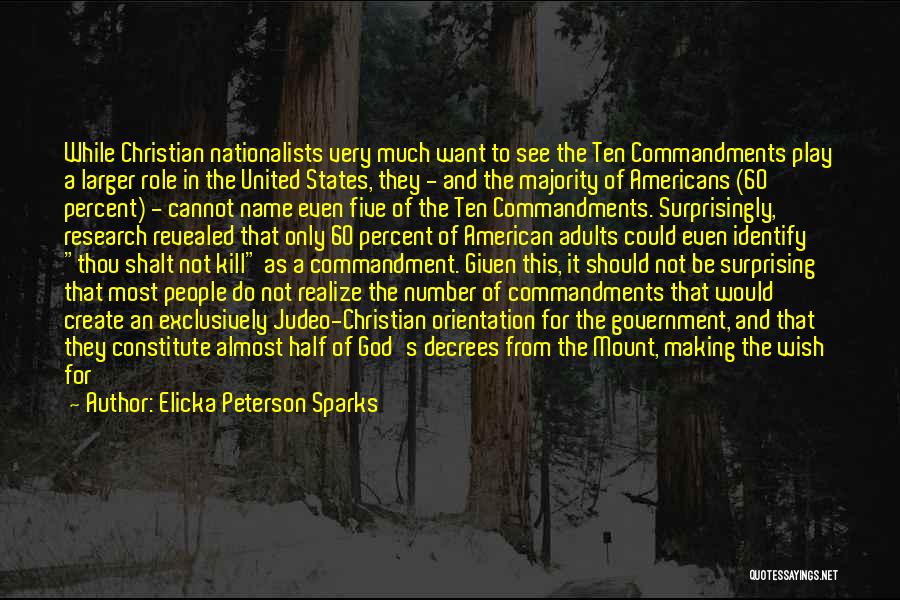Elicka Peterson Sparks Quotes: While Christian Nationalists Very Much Want To See The Ten Commandments Play A Larger Role In The United States, They