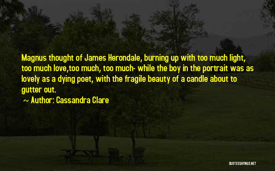 Cassandra Clare Quotes: Magnus Thought Of James Herondale, Burning Up With Too Much Light, Too Much Love,too Much, Too Much- While The Boy