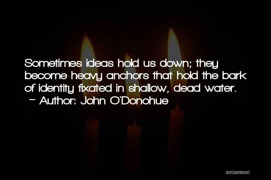 John O'Donohue Quotes: Sometimes Ideas Hold Us Down; They Become Heavy Anchors That Hold The Bark Of Identity Fixated In Shallow, Dead Water.