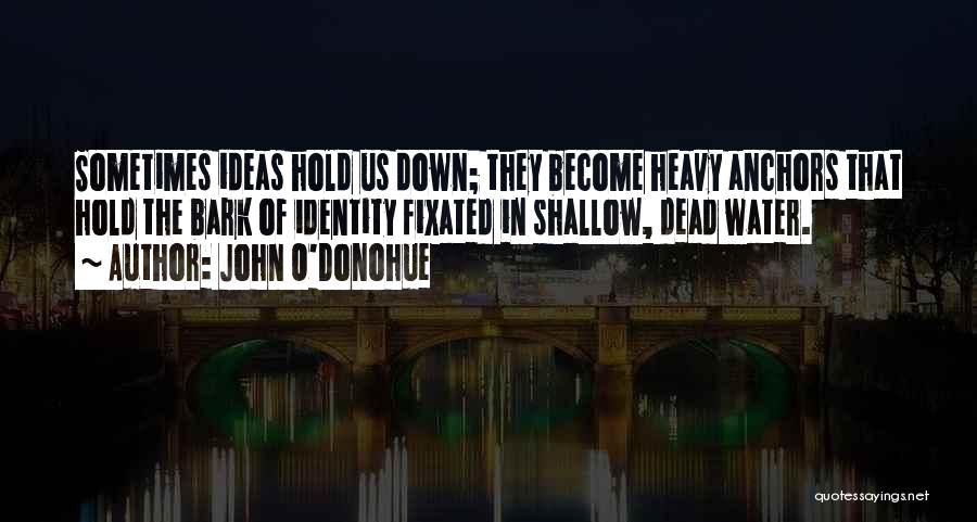 John O'Donohue Quotes: Sometimes Ideas Hold Us Down; They Become Heavy Anchors That Hold The Bark Of Identity Fixated In Shallow, Dead Water.