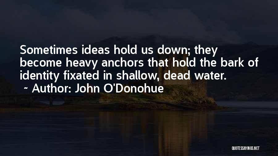 John O'Donohue Quotes: Sometimes Ideas Hold Us Down; They Become Heavy Anchors That Hold The Bark Of Identity Fixated In Shallow, Dead Water.
