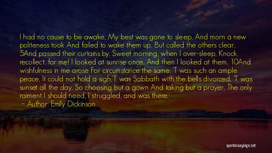 Emily Dickinson Quotes: I Had No Cause To Be Awake, My Best Was Gone To Sleep, And Morn A New Politeness Took And