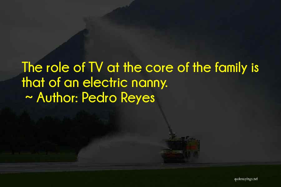 Pedro Reyes Quotes: The Role Of Tv At The Core Of The Family Is That Of An Electric Nanny.