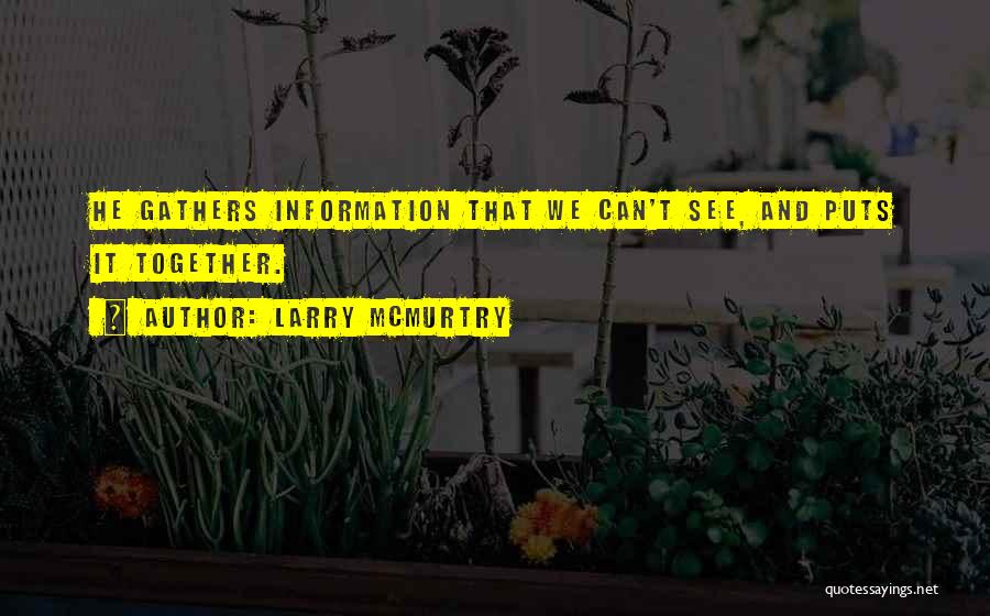 Larry McMurtry Quotes: He Gathers Information That We Can't See, And Puts It Together.