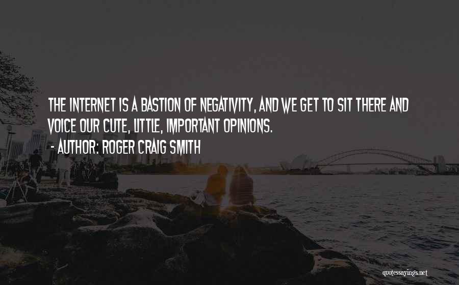 Roger Craig Smith Quotes: The Internet Is A Bastion Of Negativity, And We Get To Sit There And Voice Our Cute, Little, Important Opinions.