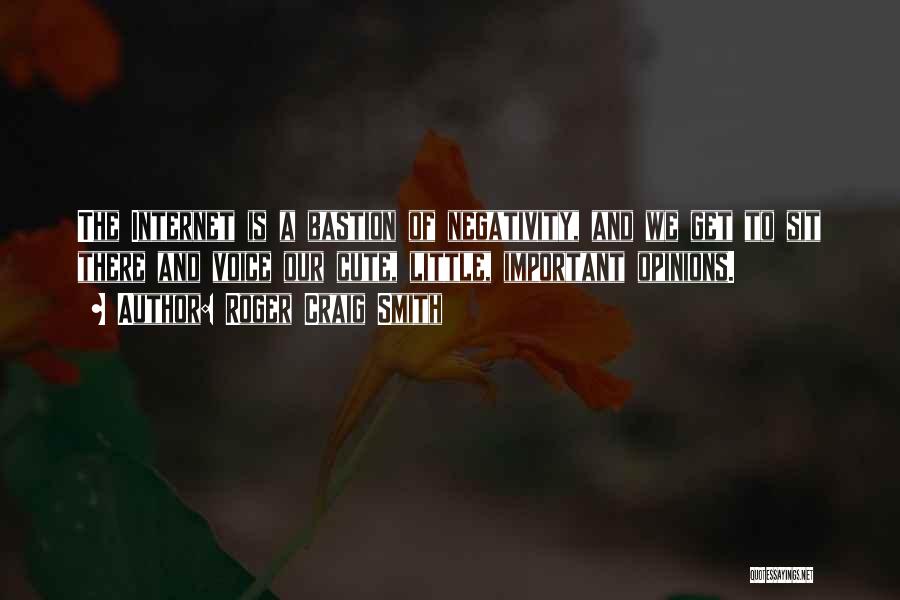 Roger Craig Smith Quotes: The Internet Is A Bastion Of Negativity, And We Get To Sit There And Voice Our Cute, Little, Important Opinions.