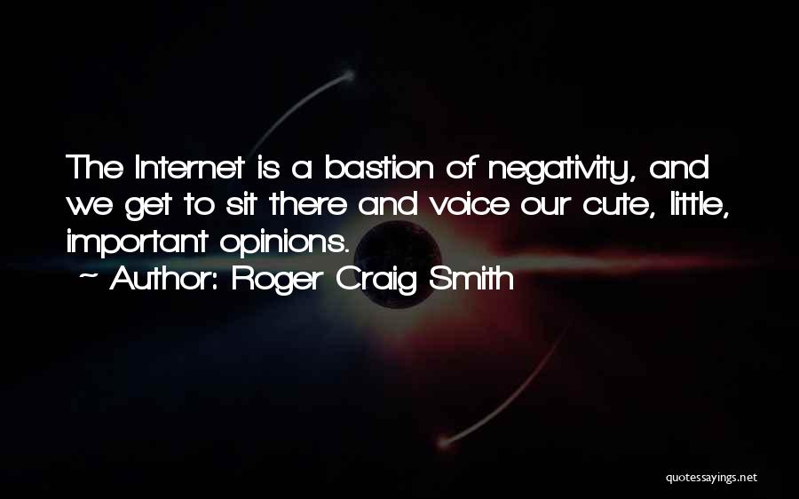 Roger Craig Smith Quotes: The Internet Is A Bastion Of Negativity, And We Get To Sit There And Voice Our Cute, Little, Important Opinions.