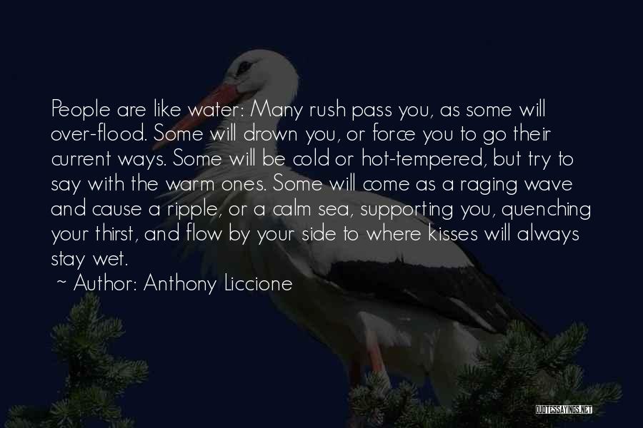 Anthony Liccione Quotes: People Are Like Water: Many Rush Pass You, As Some Will Over-flood. Some Will Drown You, Or Force You To