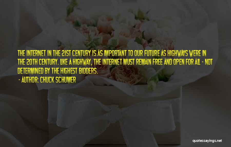 Chuck Schumer Quotes: The Internet In The 21st Century Is As Important To Our Future As Highways Were In The 20th Century. Like