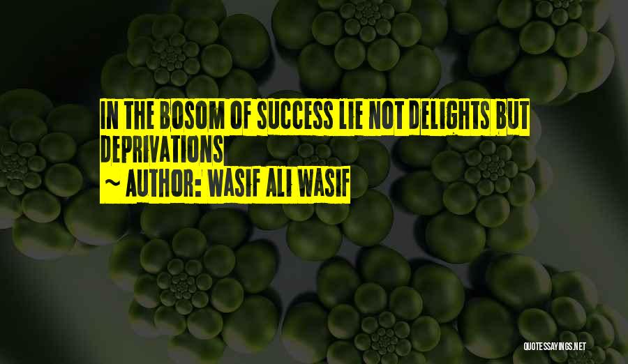 Wasif Ali Wasif Quotes: In The Bosom Of Success Lie Not Delights But Deprivations