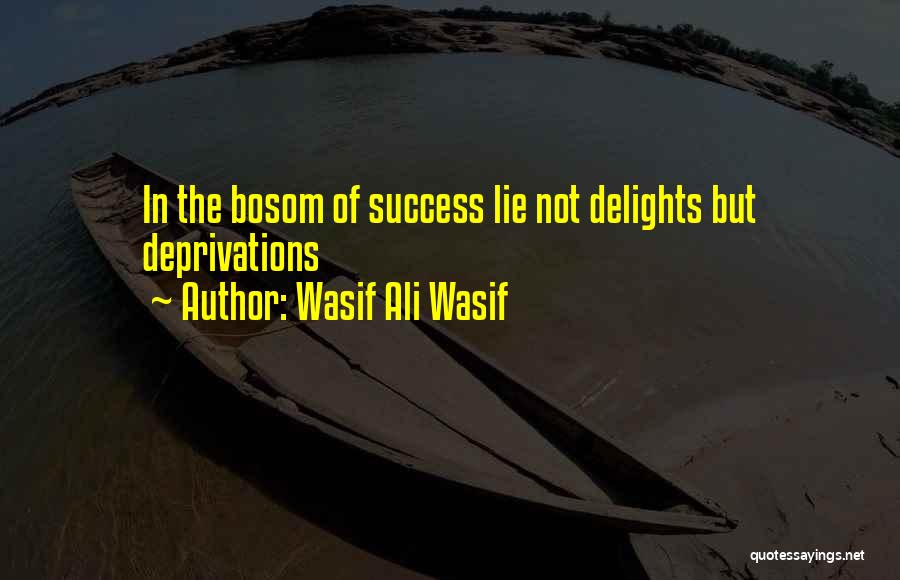 Wasif Ali Wasif Quotes: In The Bosom Of Success Lie Not Delights But Deprivations