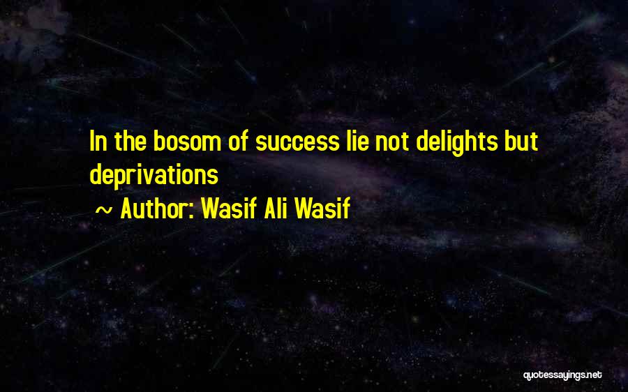 Wasif Ali Wasif Quotes: In The Bosom Of Success Lie Not Delights But Deprivations