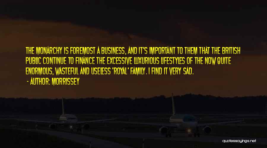 Morrissey Quotes: The Monarchy Is Foremost A Business, And It's Important To Them That The British Public Continue To Finance The Excessive