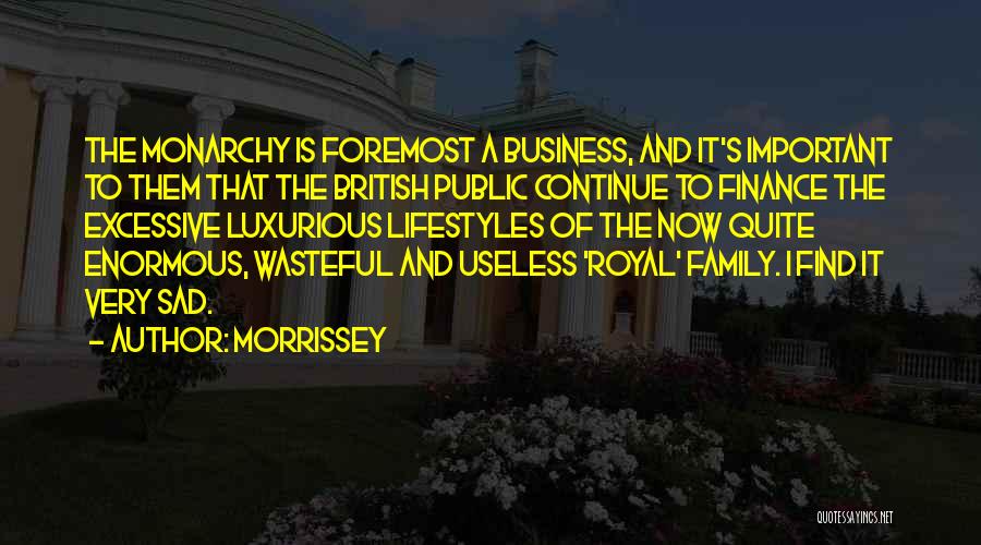 Morrissey Quotes: The Monarchy Is Foremost A Business, And It's Important To Them That The British Public Continue To Finance The Excessive