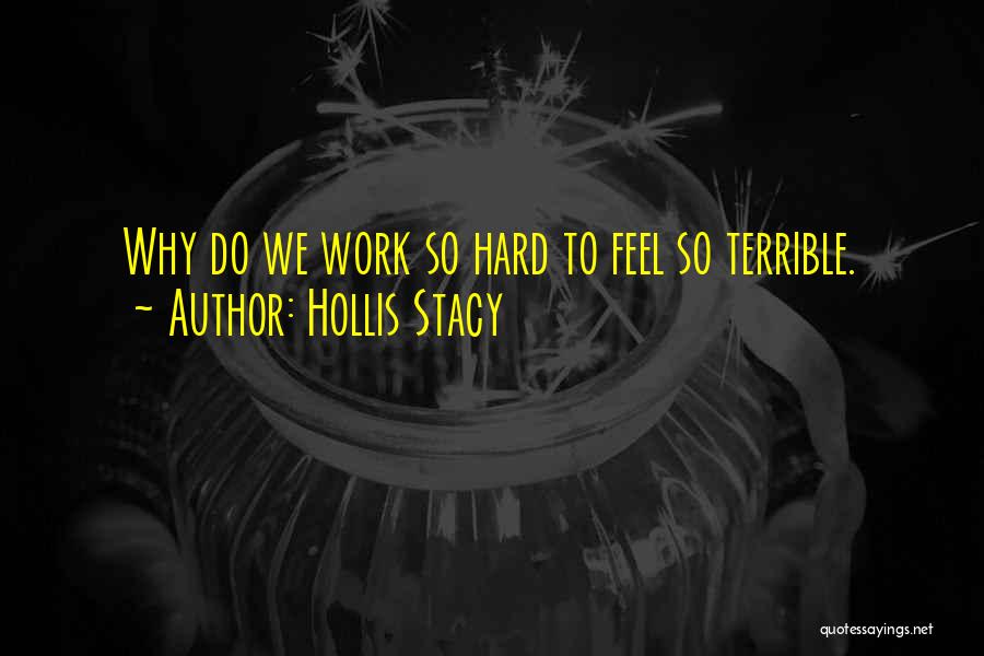 Hollis Stacy Quotes: Why Do We Work So Hard To Feel So Terrible.