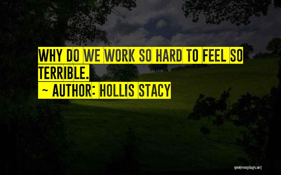 Hollis Stacy Quotes: Why Do We Work So Hard To Feel So Terrible.