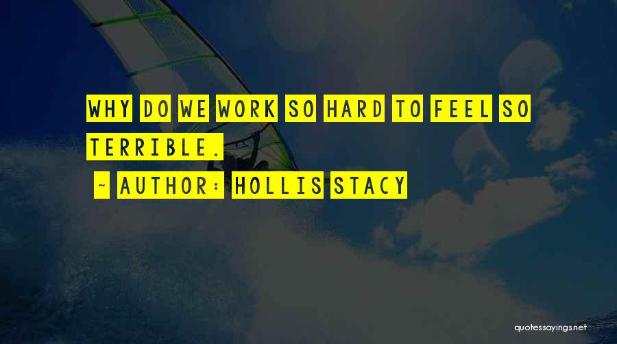 Hollis Stacy Quotes: Why Do We Work So Hard To Feel So Terrible.