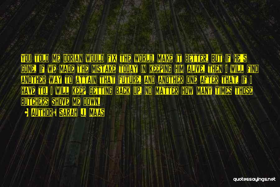 Sarah J. Maas Quotes: You Told Me Dorian Would Fix The World, Make It Better. But If He's Gone, If We Made The Mistake