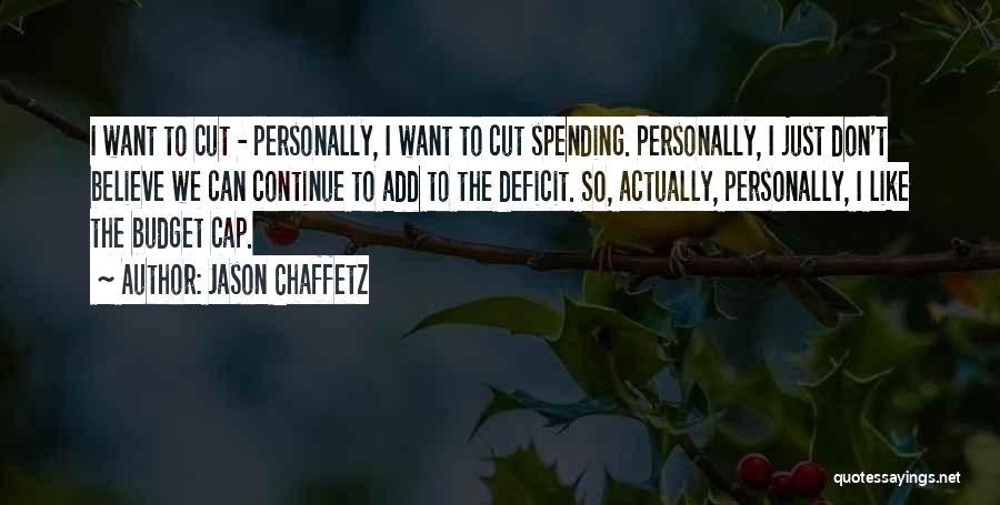 Jason Chaffetz Quotes: I Want To Cut - Personally, I Want To Cut Spending. Personally, I Just Don't Believe We Can Continue To