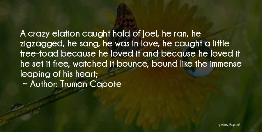 Truman Capote Quotes: A Crazy Elation Caught Hold Of Joel, He Ran, He Zigzagged, He Sang, He Was In Love, He Caught A