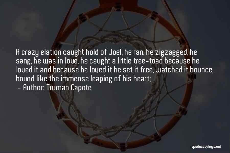 Truman Capote Quotes: A Crazy Elation Caught Hold Of Joel, He Ran, He Zigzagged, He Sang, He Was In Love, He Caught A
