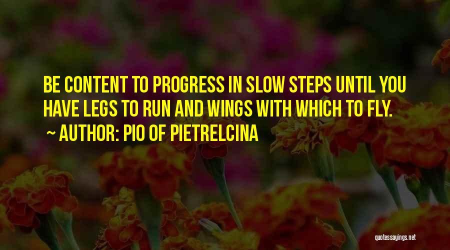 Pio Of Pietrelcina Quotes: Be Content To Progress In Slow Steps Until You Have Legs To Run And Wings With Which To Fly.