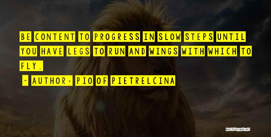 Pio Of Pietrelcina Quotes: Be Content To Progress In Slow Steps Until You Have Legs To Run And Wings With Which To Fly.