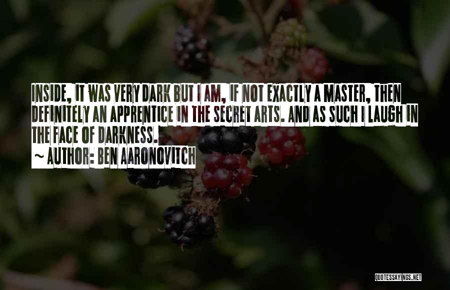 Ben Aaronovitch Quotes: Inside, It Was Very Dark But I Am, If Not Exactly A Master, Then Definitely An Apprentice In The Secret