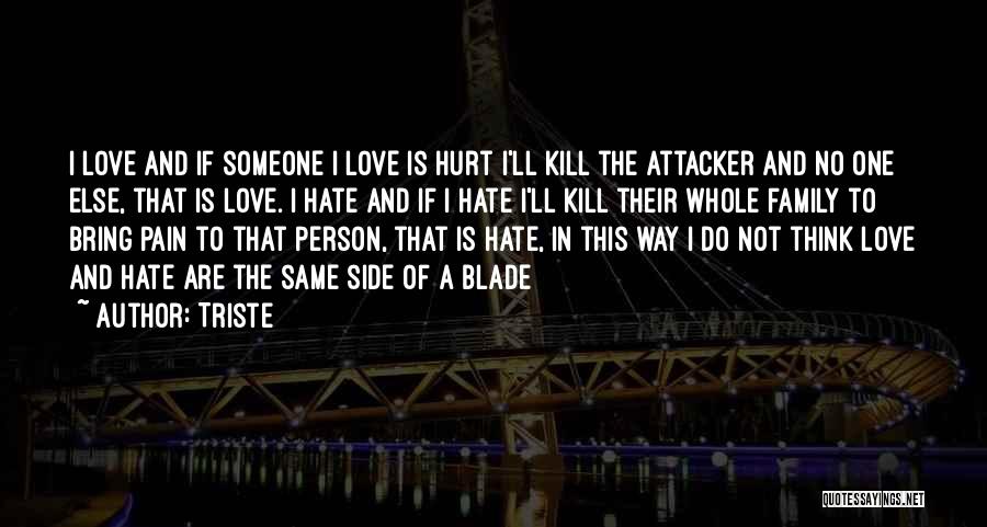 Triste Quotes: I Love And If Someone I Love Is Hurt I'll Kill The Attacker And No One Else, That Is Love.