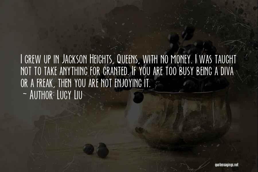 Lucy Liu Quotes: I Grew Up In Jackson Heights, Queens, With No Money. I Was Taught Not To Take Anything For Granted. If