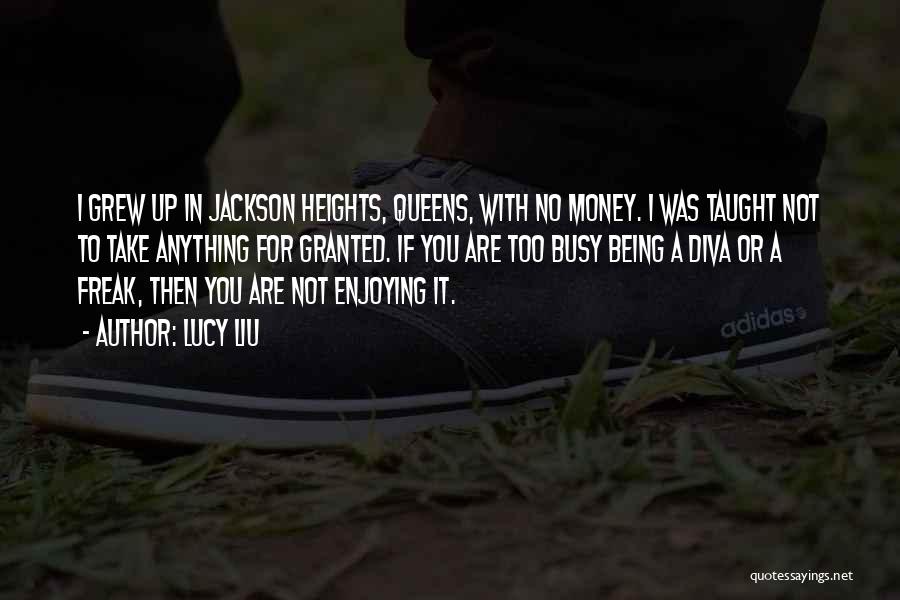 Lucy Liu Quotes: I Grew Up In Jackson Heights, Queens, With No Money. I Was Taught Not To Take Anything For Granted. If