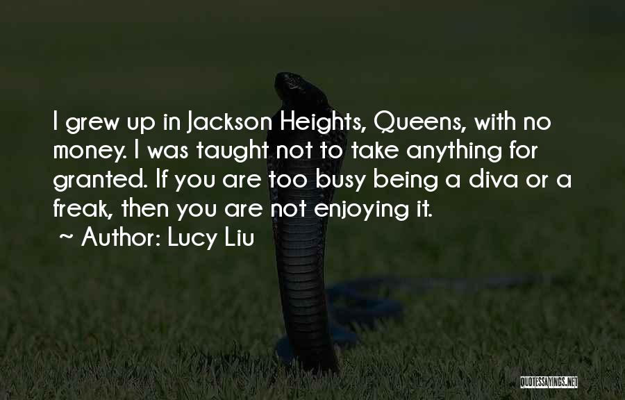 Lucy Liu Quotes: I Grew Up In Jackson Heights, Queens, With No Money. I Was Taught Not To Take Anything For Granted. If