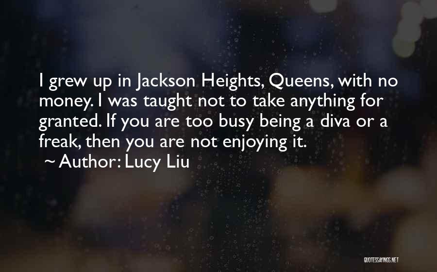 Lucy Liu Quotes: I Grew Up In Jackson Heights, Queens, With No Money. I Was Taught Not To Take Anything For Granted. If