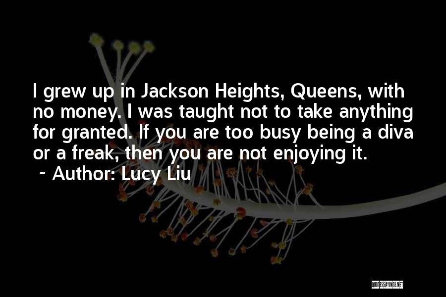 Lucy Liu Quotes: I Grew Up In Jackson Heights, Queens, With No Money. I Was Taught Not To Take Anything For Granted. If