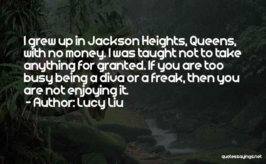 Lucy Liu Quotes: I Grew Up In Jackson Heights, Queens, With No Money. I Was Taught Not To Take Anything For Granted. If