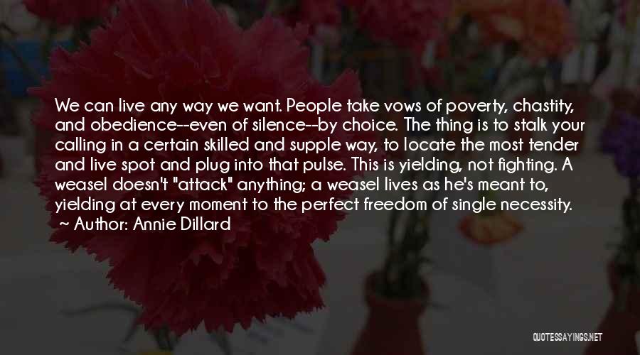 Annie Dillard Quotes: We Can Live Any Way We Want. People Take Vows Of Poverty, Chastity, And Obedience--even Of Silence--by Choice. The Thing