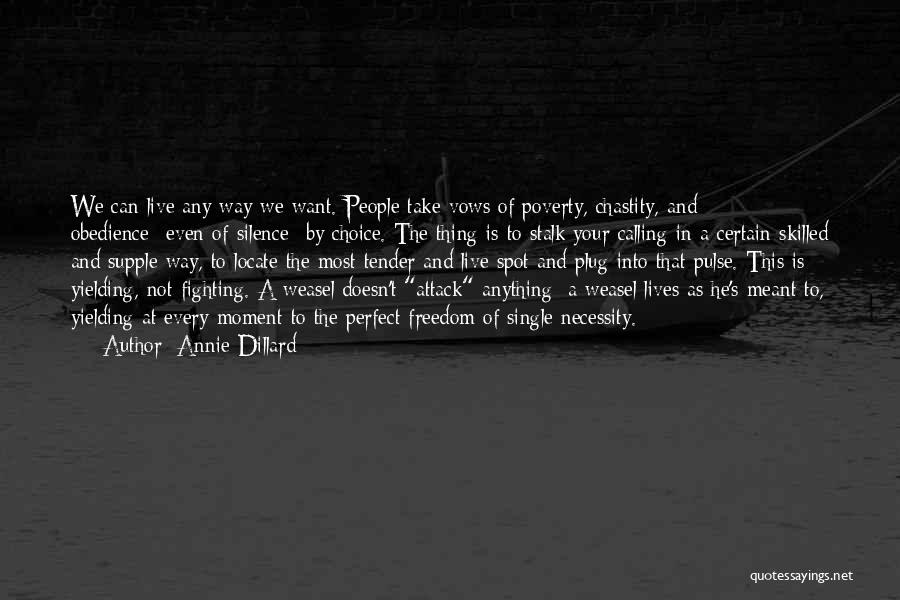 Annie Dillard Quotes: We Can Live Any Way We Want. People Take Vows Of Poverty, Chastity, And Obedience--even Of Silence--by Choice. The Thing