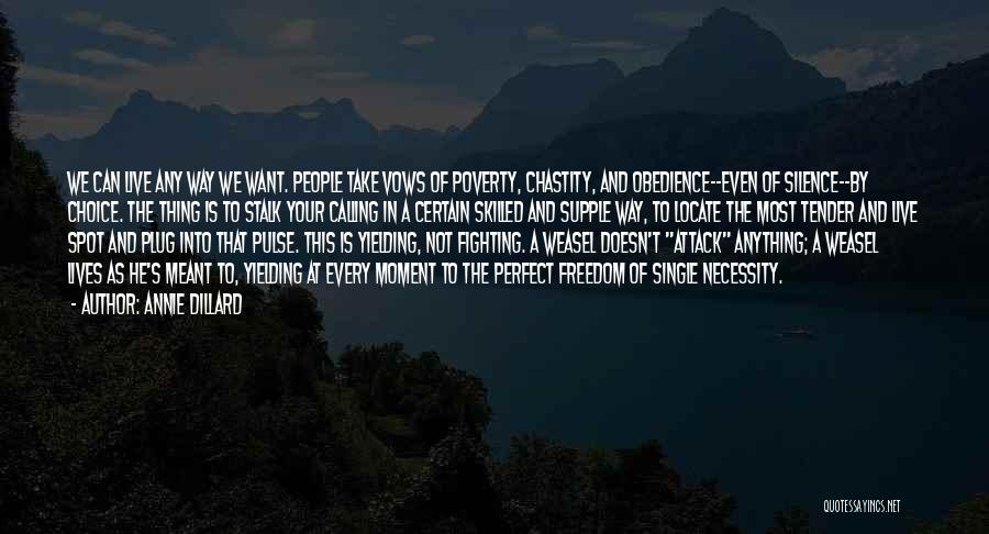 Annie Dillard Quotes: We Can Live Any Way We Want. People Take Vows Of Poverty, Chastity, And Obedience--even Of Silence--by Choice. The Thing