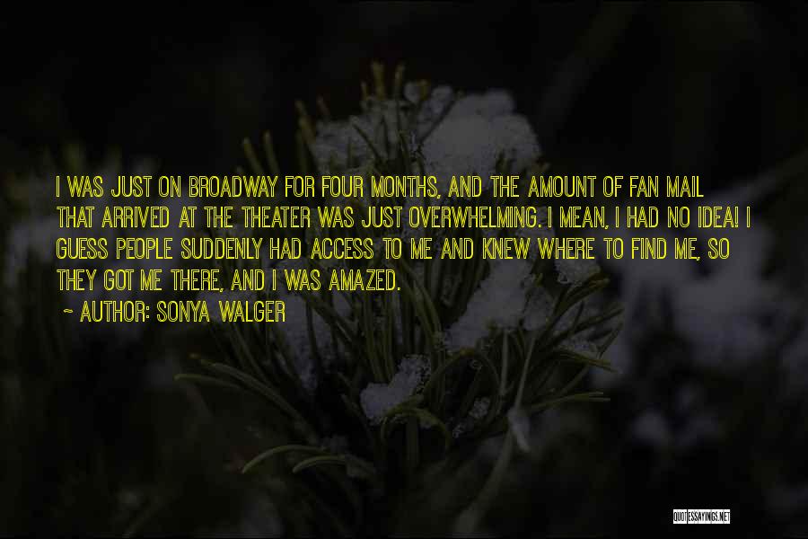 Sonya Walger Quotes: I Was Just On Broadway For Four Months, And The Amount Of Fan Mail That Arrived At The Theater Was