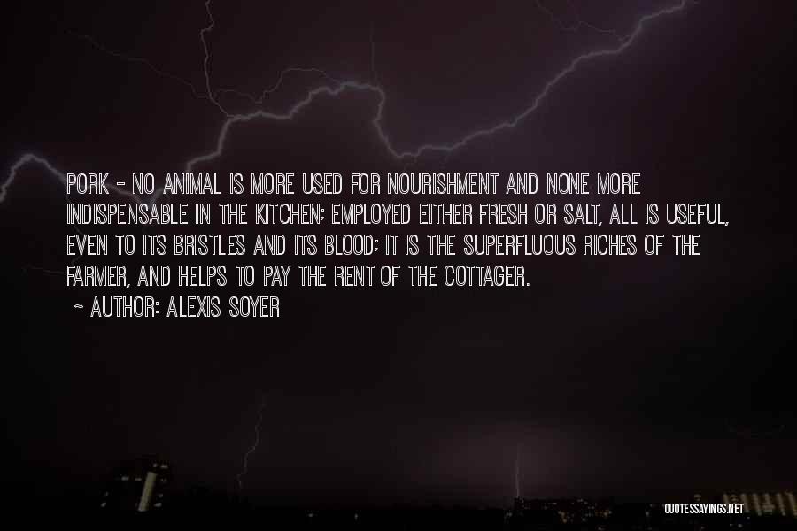 Alexis Soyer Quotes: Pork - No Animal Is More Used For Nourishment And None More Indispensable In The Kitchen; Employed Either Fresh Or