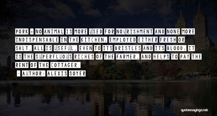 Alexis Soyer Quotes: Pork - No Animal Is More Used For Nourishment And None More Indispensable In The Kitchen; Employed Either Fresh Or