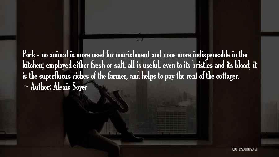 Alexis Soyer Quotes: Pork - No Animal Is More Used For Nourishment And None More Indispensable In The Kitchen; Employed Either Fresh Or