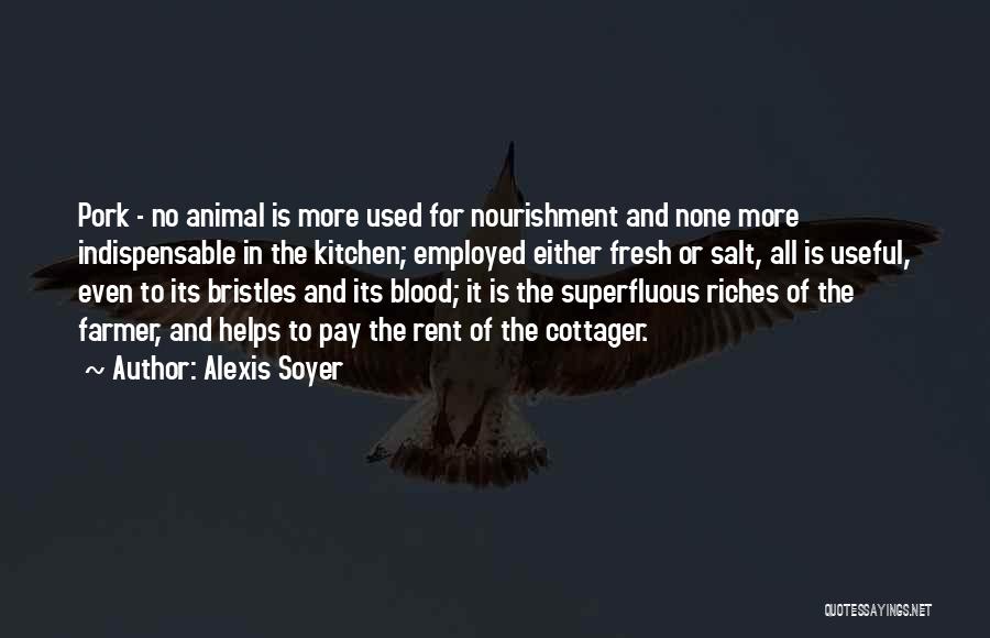 Alexis Soyer Quotes: Pork - No Animal Is More Used For Nourishment And None More Indispensable In The Kitchen; Employed Either Fresh Or
