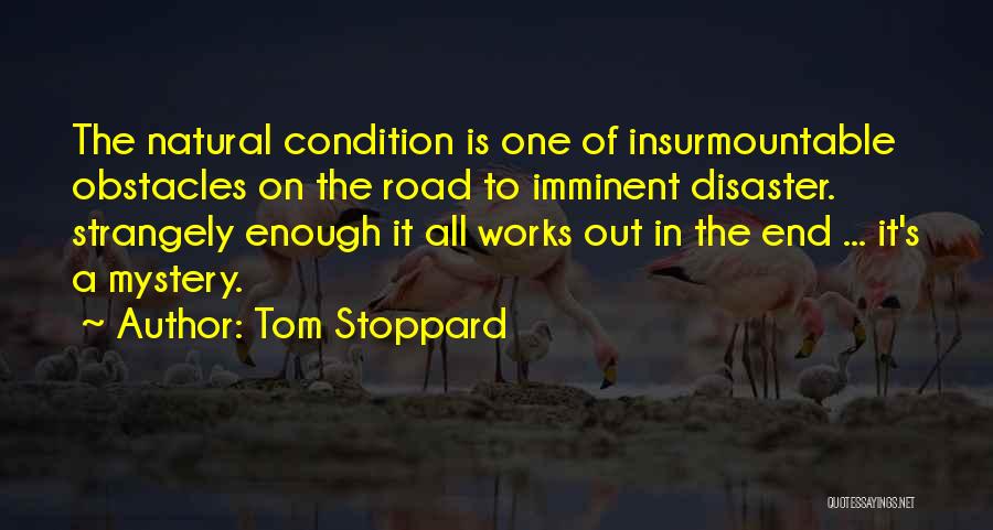 Tom Stoppard Quotes: The Natural Condition Is One Of Insurmountable Obstacles On The Road To Imminent Disaster. Strangely Enough It All Works Out